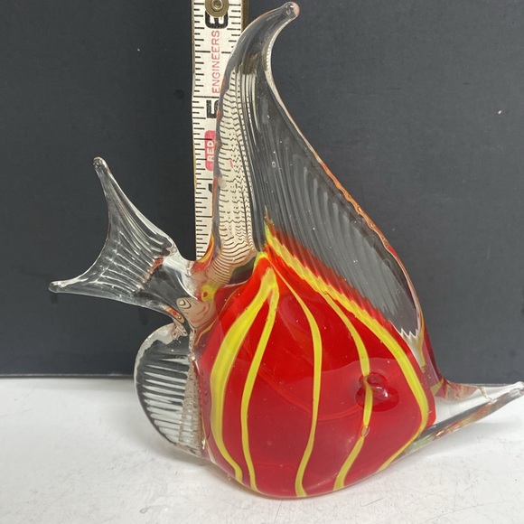 Handblown Glass Fish Paperweights Red Green Pair - Picture 13 of 15